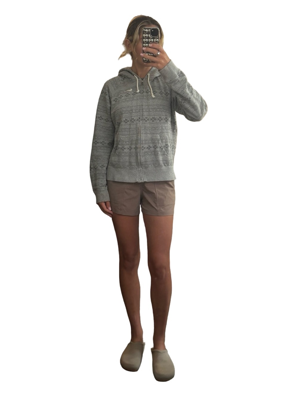 Nike Gray Vintage Fair Isle Print Zip Hoodie
